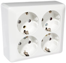 Stikkontakt 4-veis m/jord vegg - Elko 